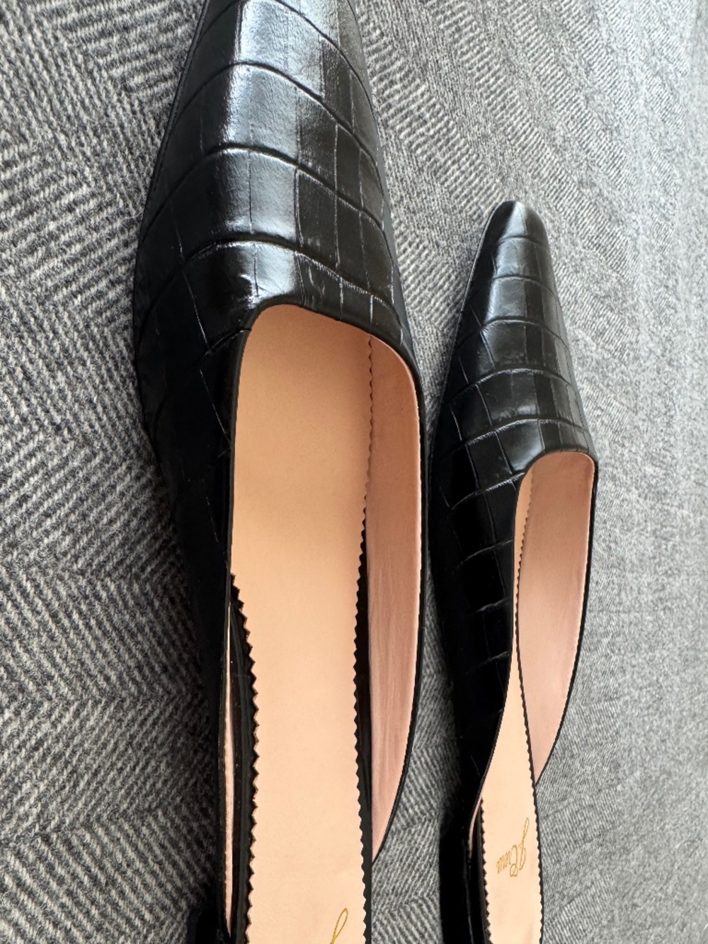 NWT, JCREW, CROC EMBOSSED LEATHER SIMPLE MULE FLAT - Picture 9 of 10
